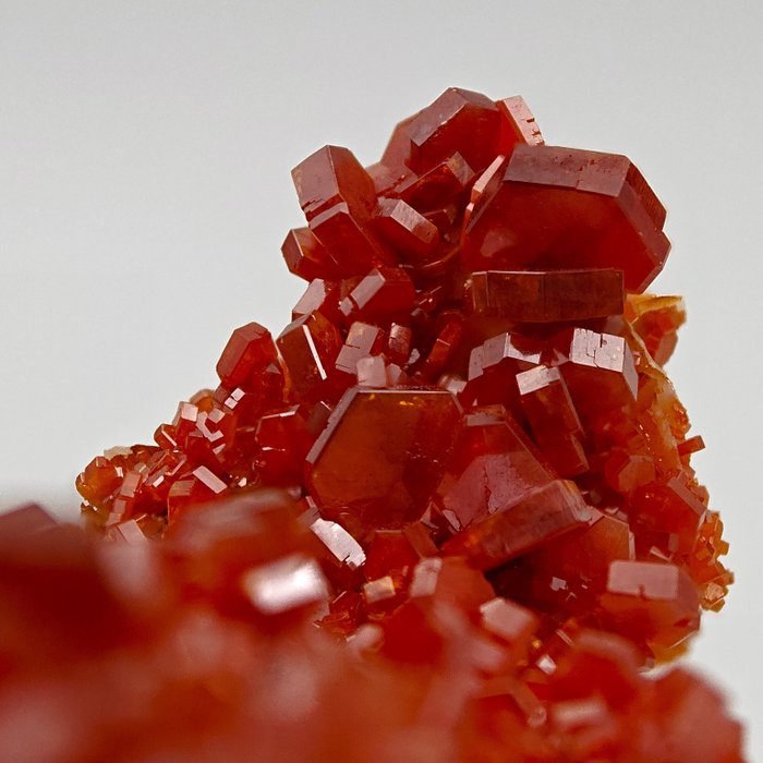 Tormenta de vanadinite rojo sangre sobre barita amarilla Cristales sobre matriz - Altura: 82 mm - Ancho: 41 mm- 85 g — foto 4