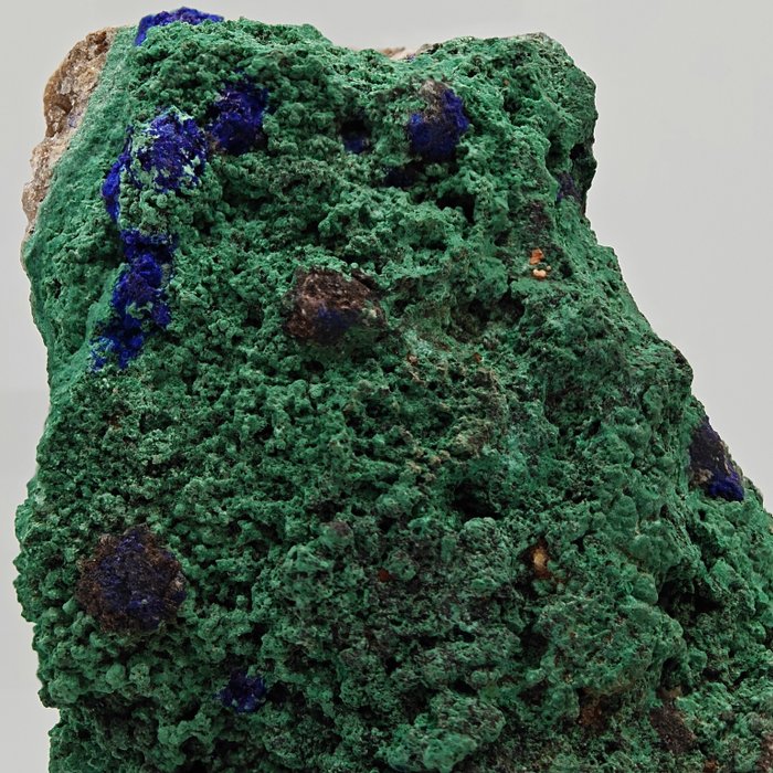 Rara malaquita verde con azurita azul, Grecia Cristales sobre matriz - Altura: 96 mm - Ancho: 59 mm- 249 g — foto 5