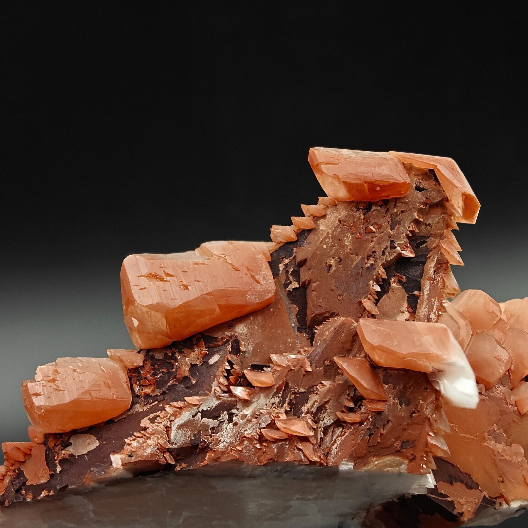 Árbol de calcita con hematita roja, brillo, estética Cristales sobre matriz - Altura: 120 mm - Ancho: 68 mm- 218 g — foto 3