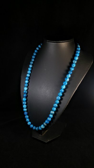 Cadena de collar de cuentas de apatita azul Cuentas redondas - Altura: 66 cm - Ancho: 10 mm- 114 g — foto 2