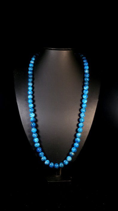 Cadena de collar de cuentas de apatita azul Cuentas redondas - Altura: 66 cm - Ancho: 10 mm- 114 g — foto 3