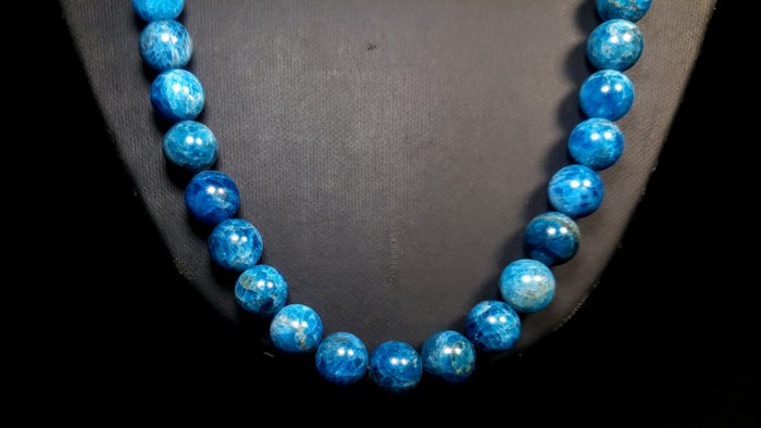 Cadena de collar de cuentas de apatita azul Cuentas redondas - Altura: 66 cm - Ancho: 10 mm- 114 g — foto 4