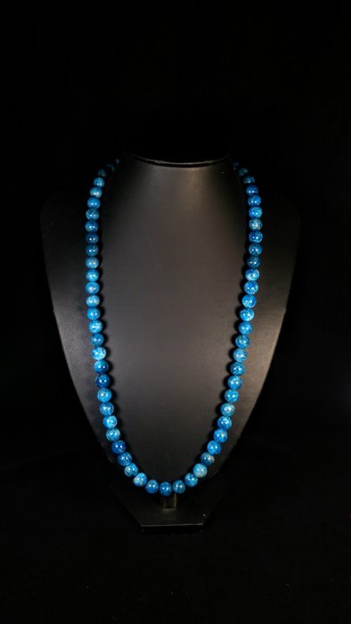 Cadena de collar de cuentas de apatita azul Cuentas redondas - Altura: 66 cm - Ancho: 10 mm- 114 g — foto 5