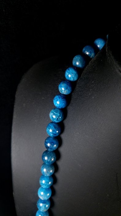 Cadena de collar de cuentas de apatita azul Cuentas redondas - Altura: 66 cm - Ancho: 10 mm- 114 g — foto 6