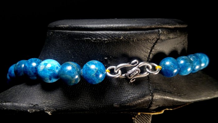 Cadena de collar de cuentas de apatita azul Cuentas redondas - Altura: 66 cm - Ancho: 10 mm- 114 g — foto 7