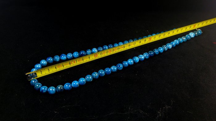 Cadena de collar de cuentas de apatita azul Cuentas redondas - Altura: 66 cm - Ancho: 10 mm- 114 g — foto 9