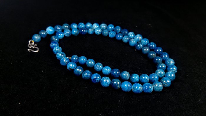 Cadena de collar de cuentas de apatita azul Cuentas redondas - Altura: 66 cm - Ancho: 10 mm- 114 g — foto 10