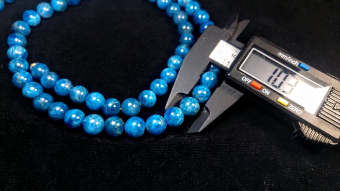Cadena de collar de cuentas de apatita azul Cuentas redondas - Altura: 66 cm - Ancho: 10 mm- 114 g — foto 11