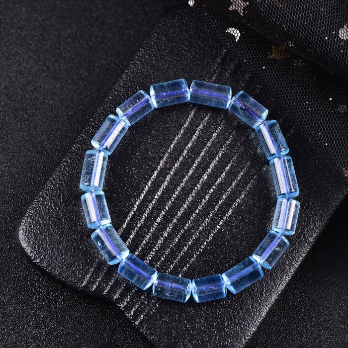 Certificado por ALGT - Brazalete exclusivo de aguamarina natural - Azul intenso y calidad excepcional- 18.39 g — foto 4